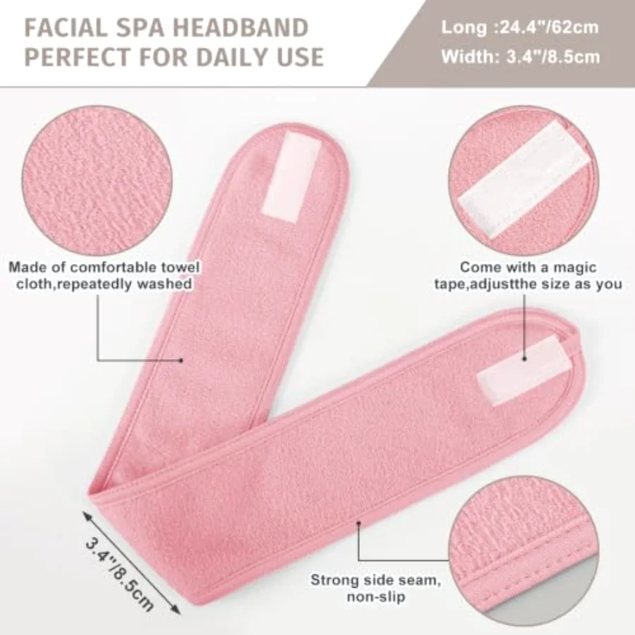3Pcs Spa Facial Headbands Make Up Wrap Head Terry Cloth Headband Soft, view 2
