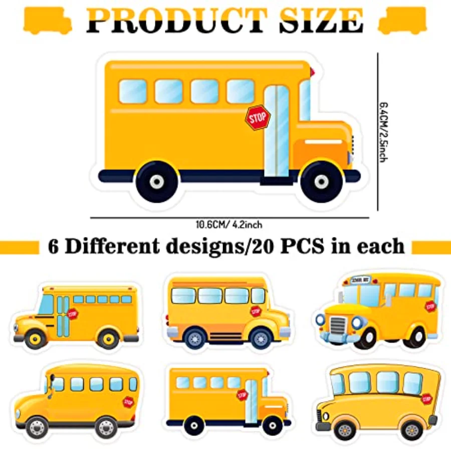 120Pcs Back to School Bus Name Tags Stickers Yellow Bus Nameplate Labels, view 2