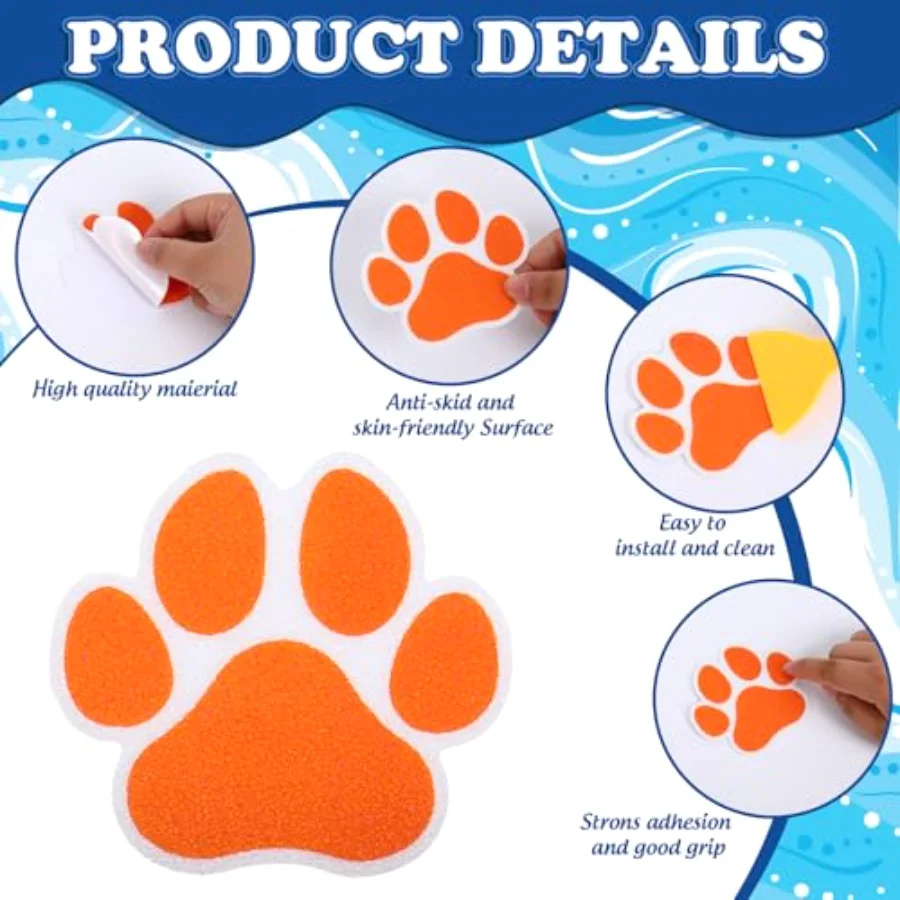 24Pcs Dog Paw Bathroom Non Slip Stickers Waterproof Anti Slip Bathtub, view 3