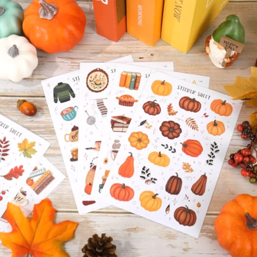 30 Sheet Fall Scrapbook Stickers Book Pumpkin Leaves Journal Decals for, view 4