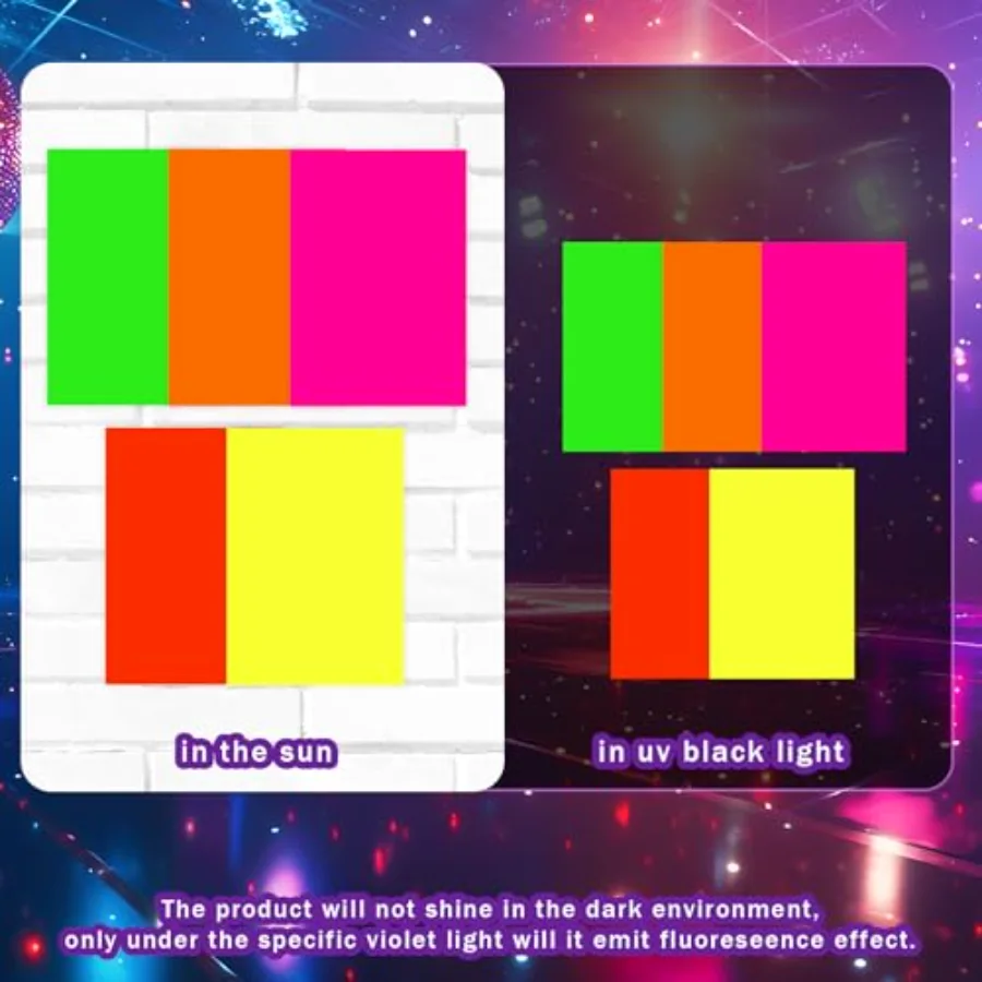 30Pcs 8.3 x 11.7 Inch Neon Colored Stickers Glow in The Dark Self-Adhesive, view 4