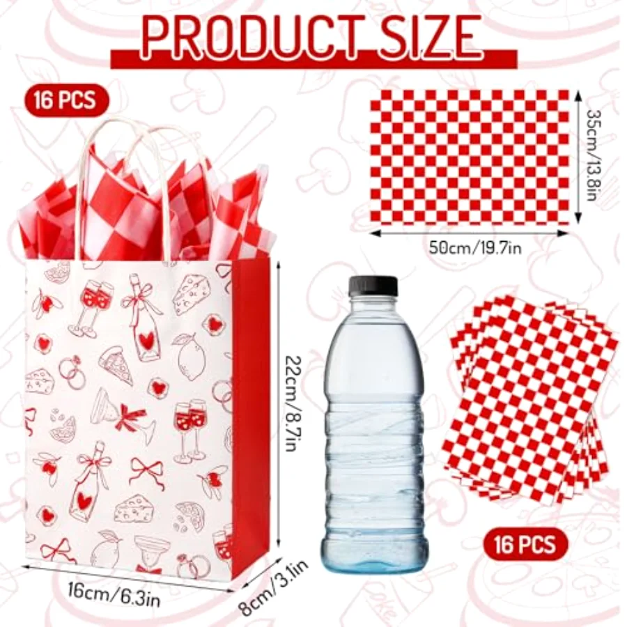 16 Pcs That’s Amore Paper Gift Bags Party Favor Bags with Handles and, view 2
