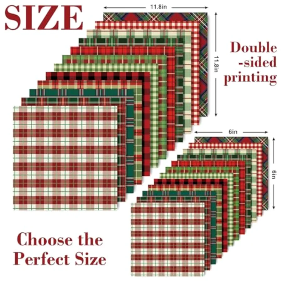 24 Sheet Christmas Pattern Paper Pack Christmas Plaid Scrapbook Specialty, view 2