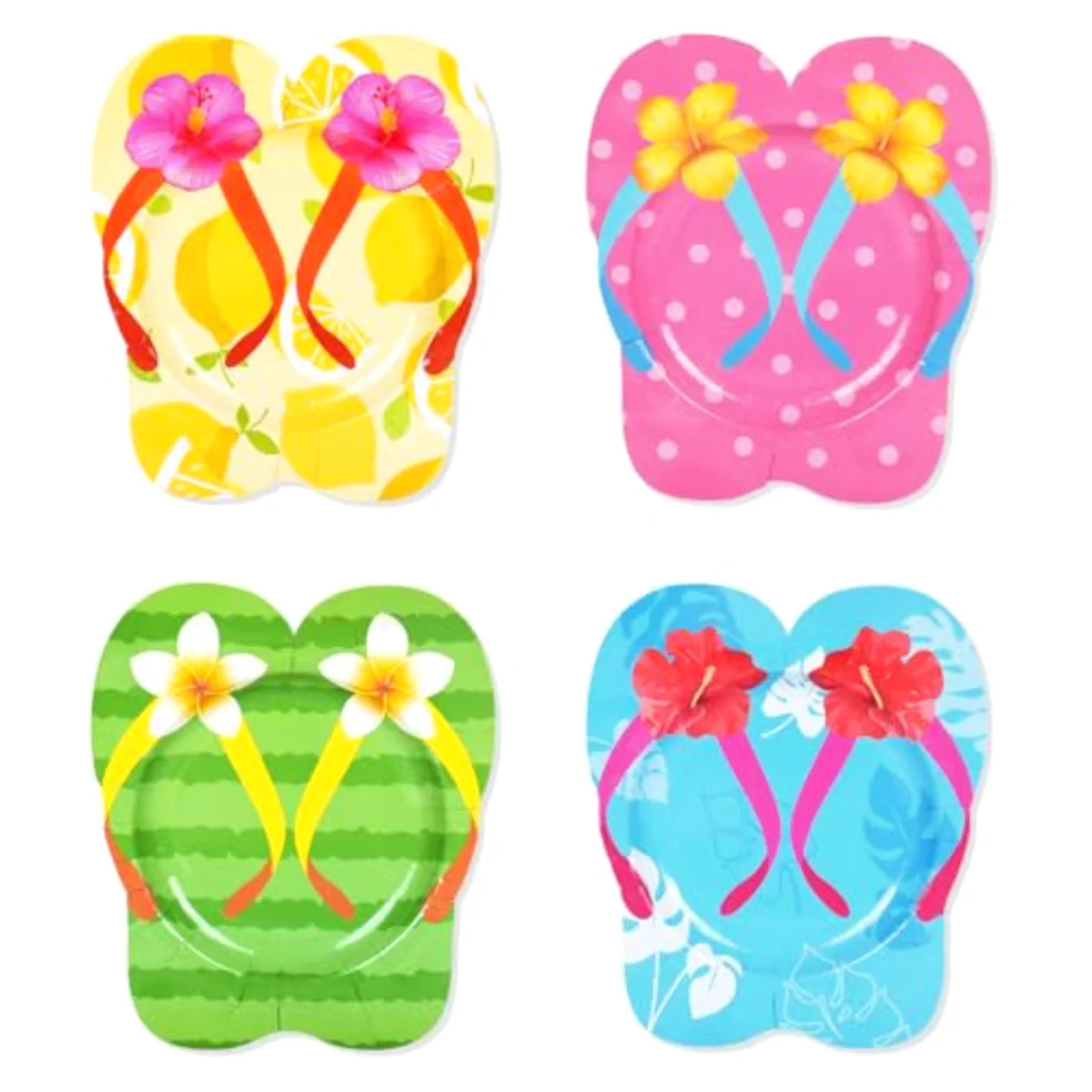 Hibiscus Flip Flops Plates Tropical Summer Luau Paper Plates Hawaiian