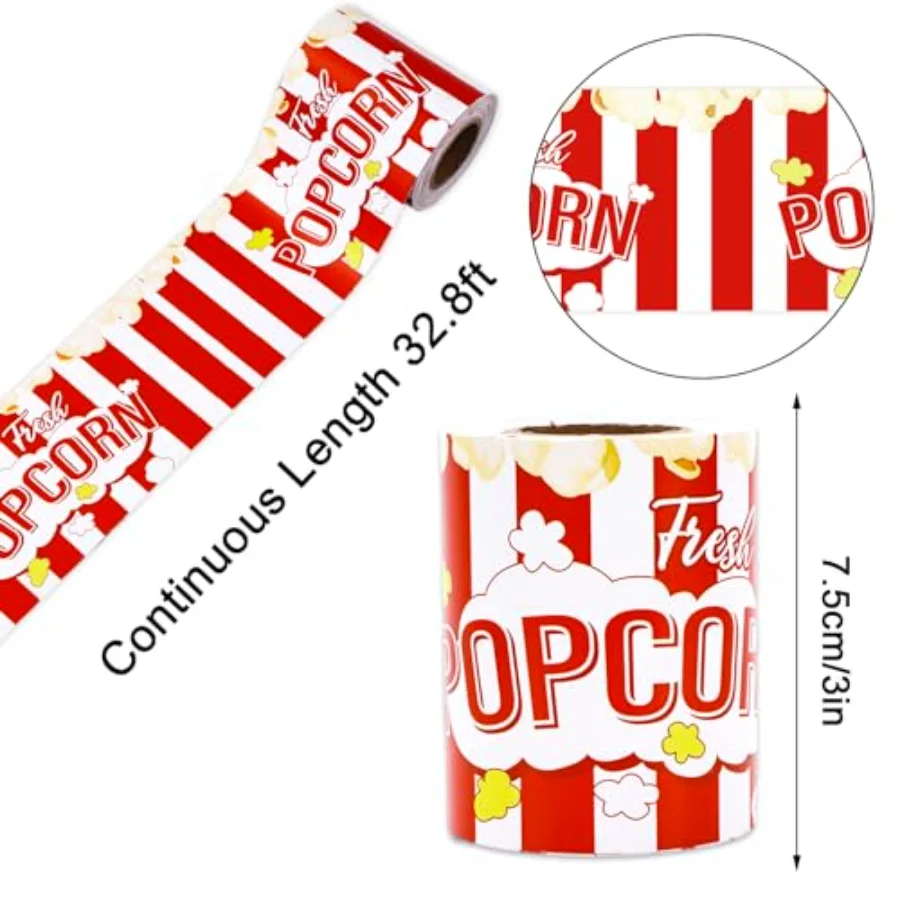 32.8ft Popcorn Bulletin Board Borders Red White Stripe Popcorn Die-Cut, view 2