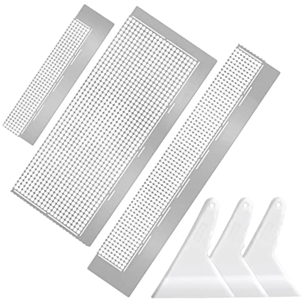 3Pcs Stainless Diamond Pasted Drawing Ruler Steel 5D Drawing Mesh Ruler