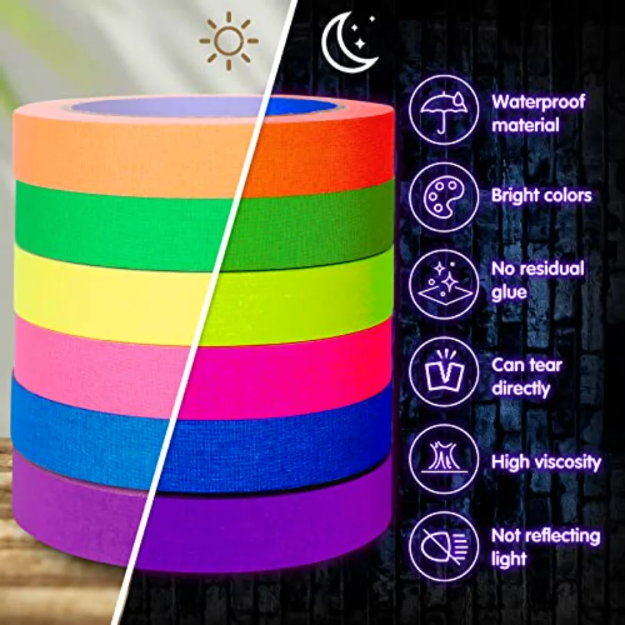 6 Colors Neon Gaffer Cloth Tape (TM1L), view 3