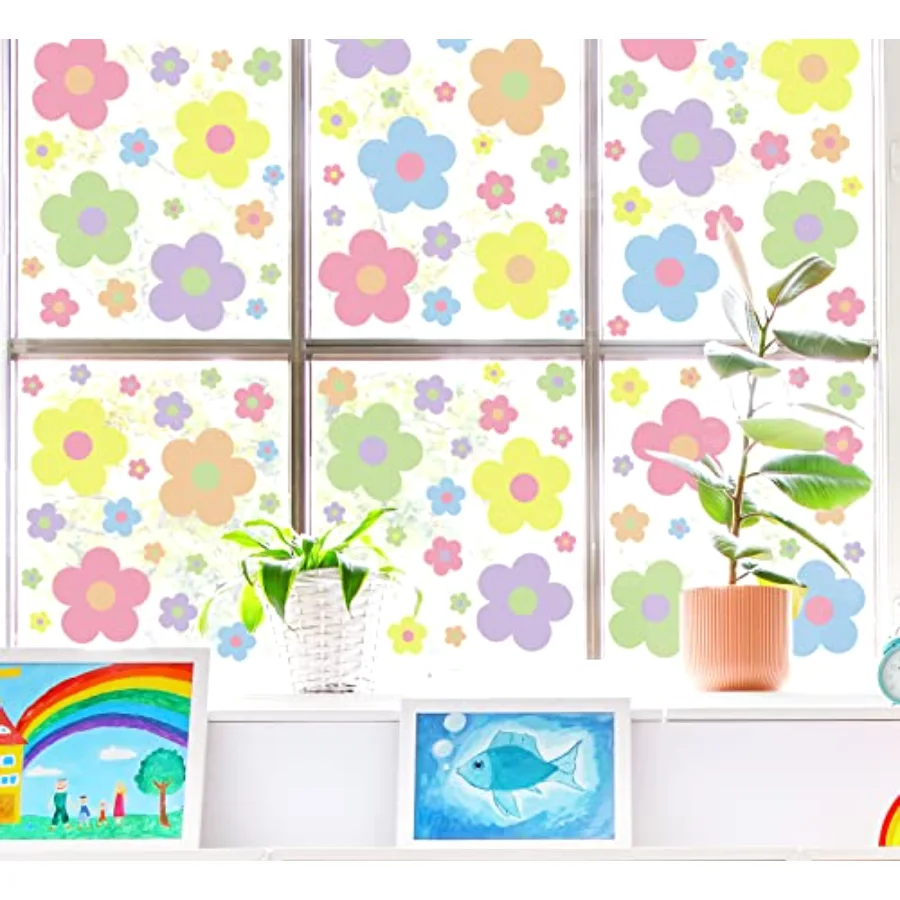 9 Sheets Spring Flowers Window Clings Back to School Colorful Flowers, view 2