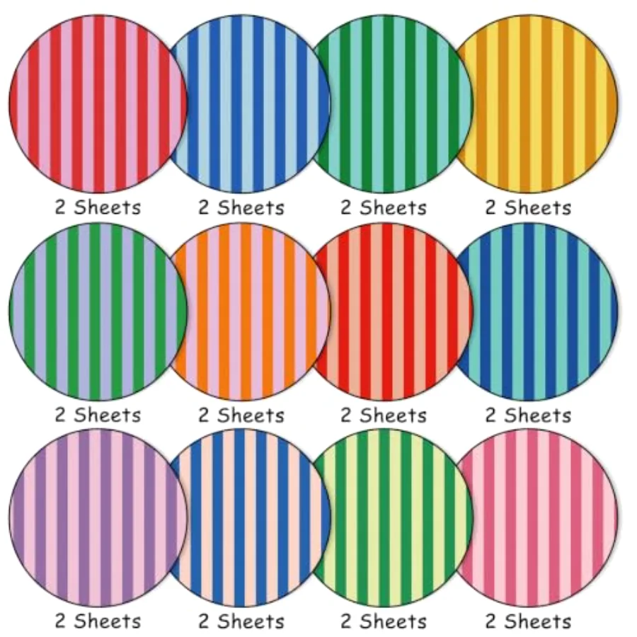 24 Sheets Stripe Boho Pattern Paper Colorful Minimalism Scrapbook, view 3