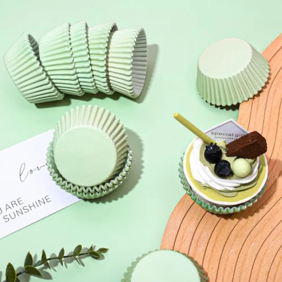 300Pcs Sage Green Cupcake Liners Baby Shower Baking Cups Wedding Cupcake, view 4