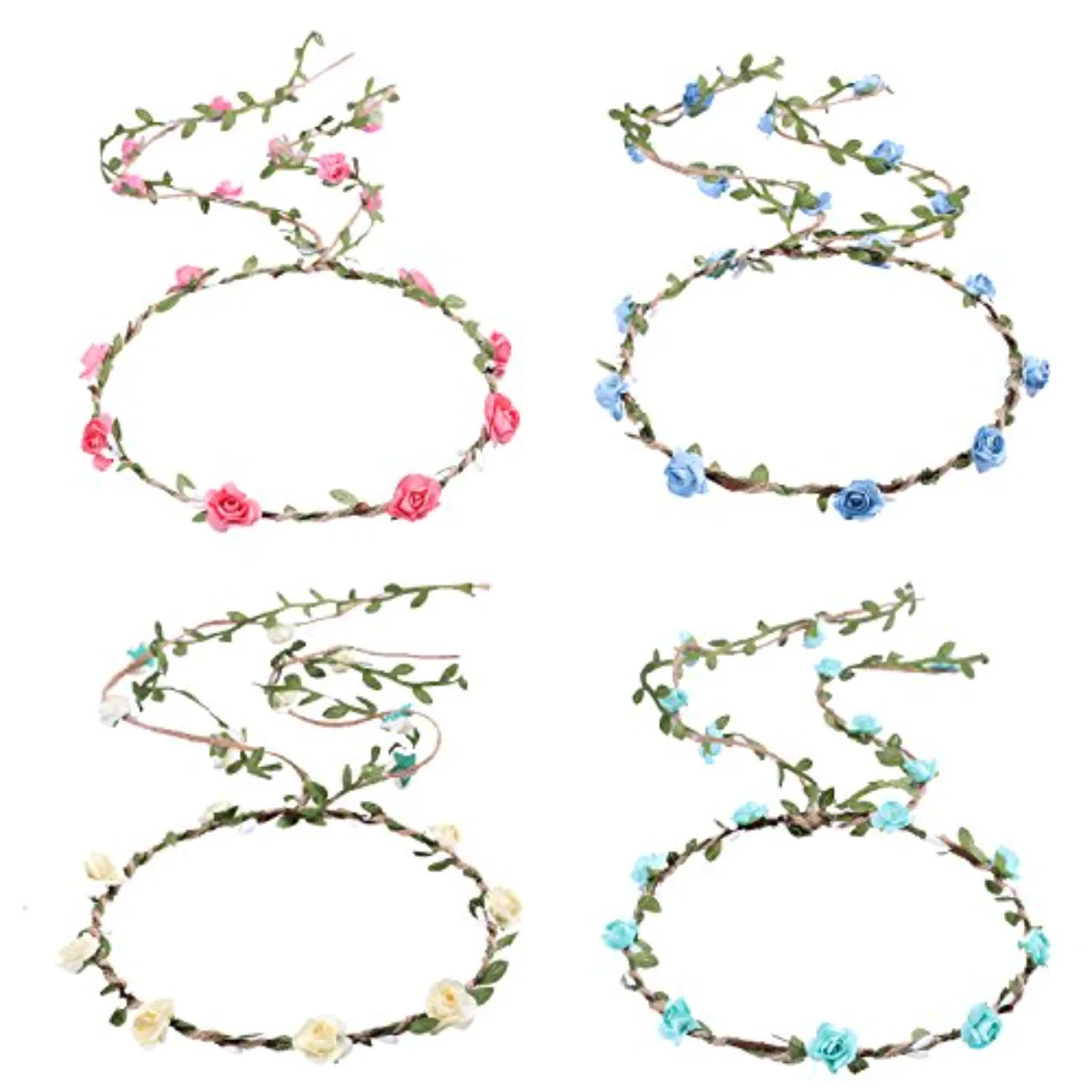 4 Pcs Flower Crown Floral Wreath Headband Floral Garland Headbands