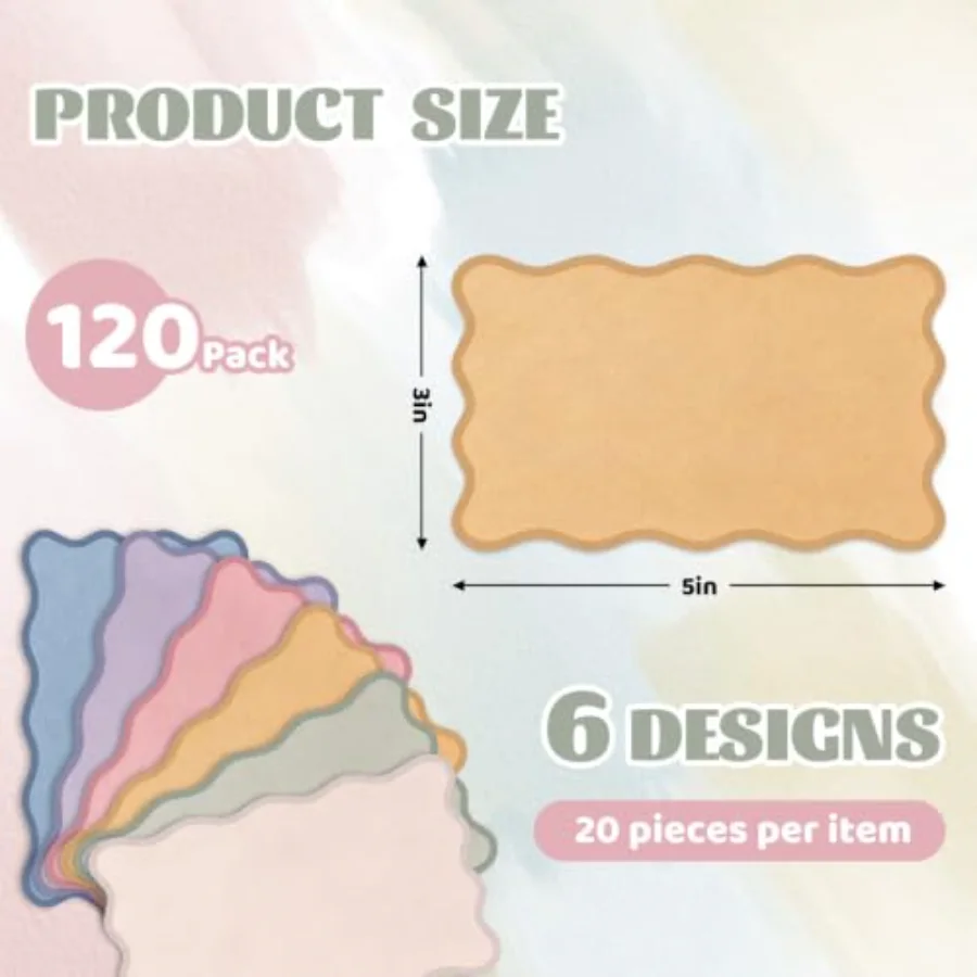 120Pcs Scalloped Index Cards, view 2