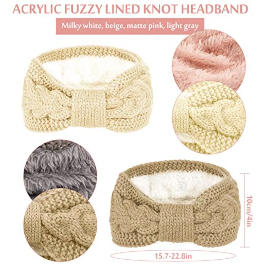 4 Pack Twisted Knit Headbands Winter Knotted (6LJD), view 2