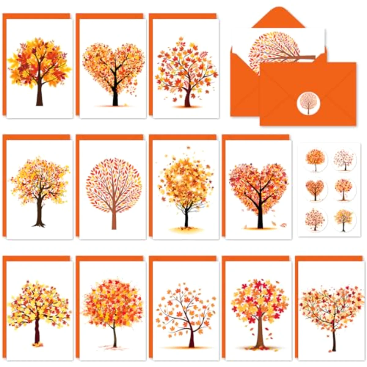 48 Pcs Fall Greeting Cards Autumn Tree Blank Note Cards with Envelopes