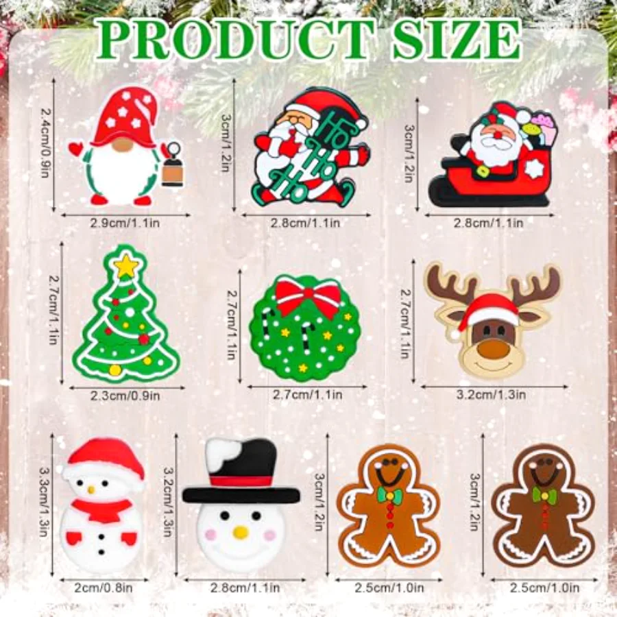 20Pcs Christmas Silicone Focal Beads Cartoon Santa Snowman Shape Polygonal, view 2