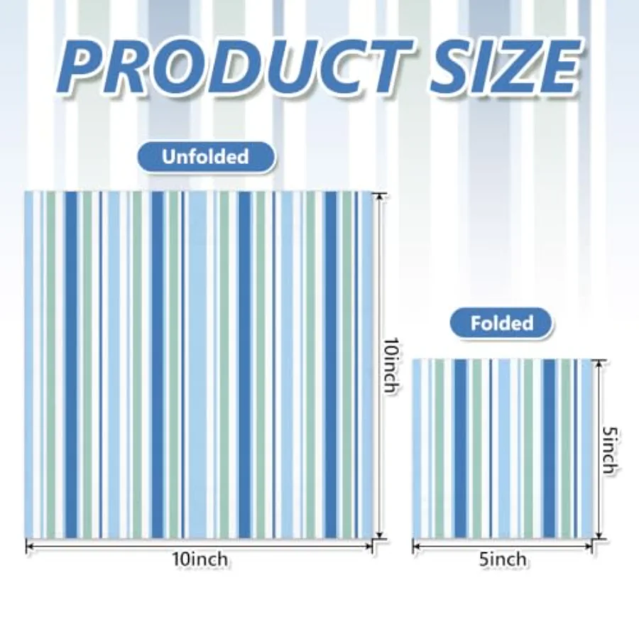 50 Pcs Striped Luncheon Napkins Blue Green Stripe Disposable Paper Napkin, view 2