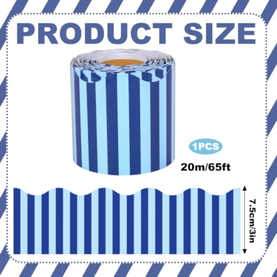 65.6Ft Stripe Scalloped Bulletin Board Border, view 2