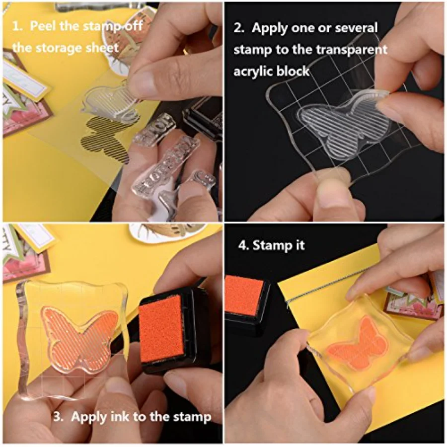 4 Pieces Stamp Blocks with Grid and Grip, view 4