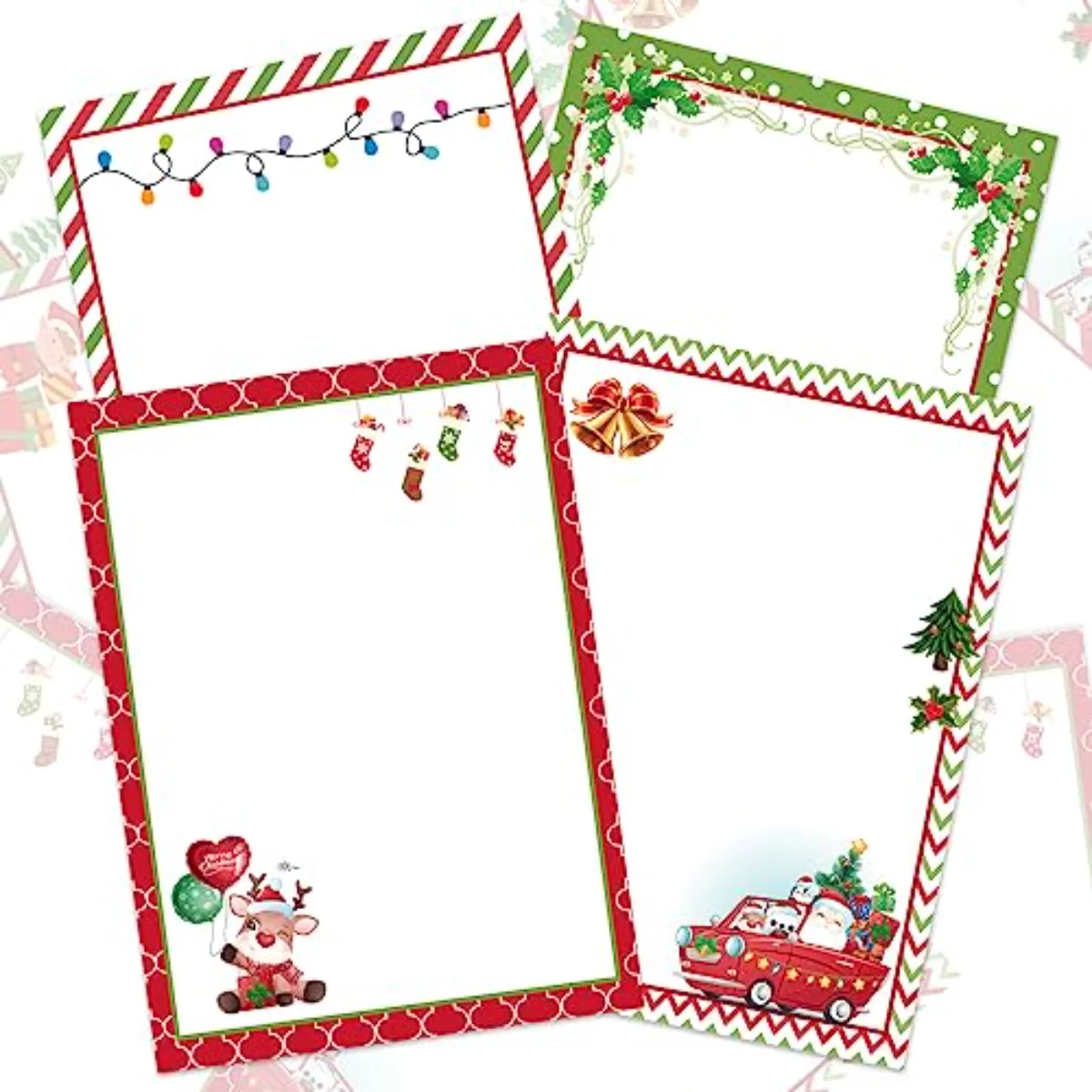 60 Sheet Christmas Letter Paper 4 Design Cartoon Stationary Writing Paper