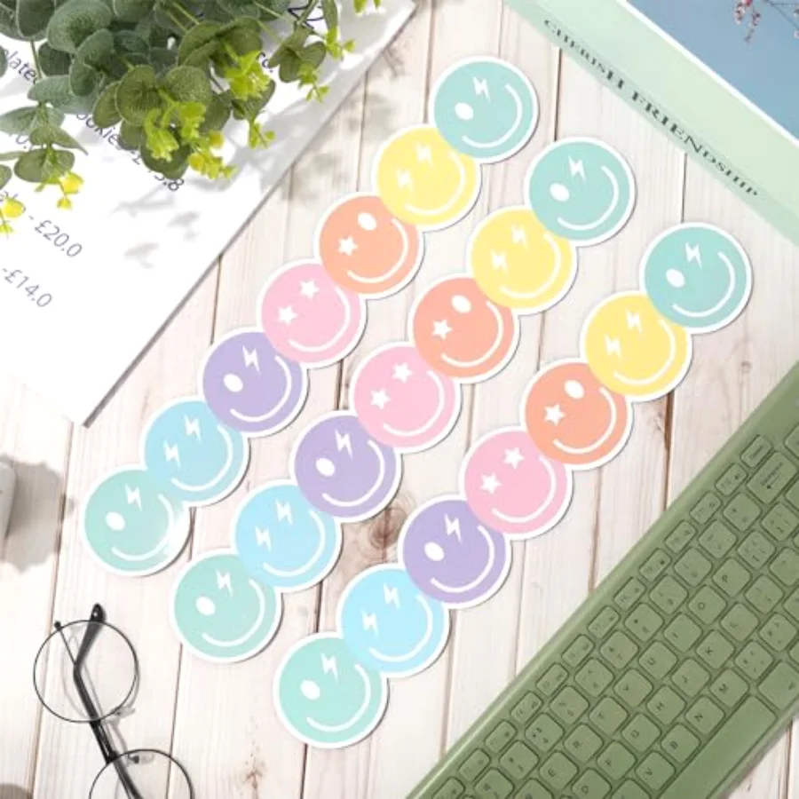 24 Pcs Preppy Happy Face Magnetic Bulletin Board Border Pastel Color Smile, view 4