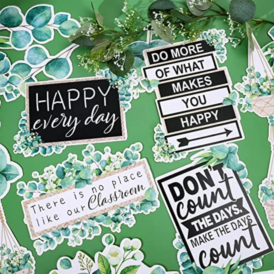 29 Pieces Eucalyptus Bulletin Board Set Welcome Banner Simply Boho, view 3