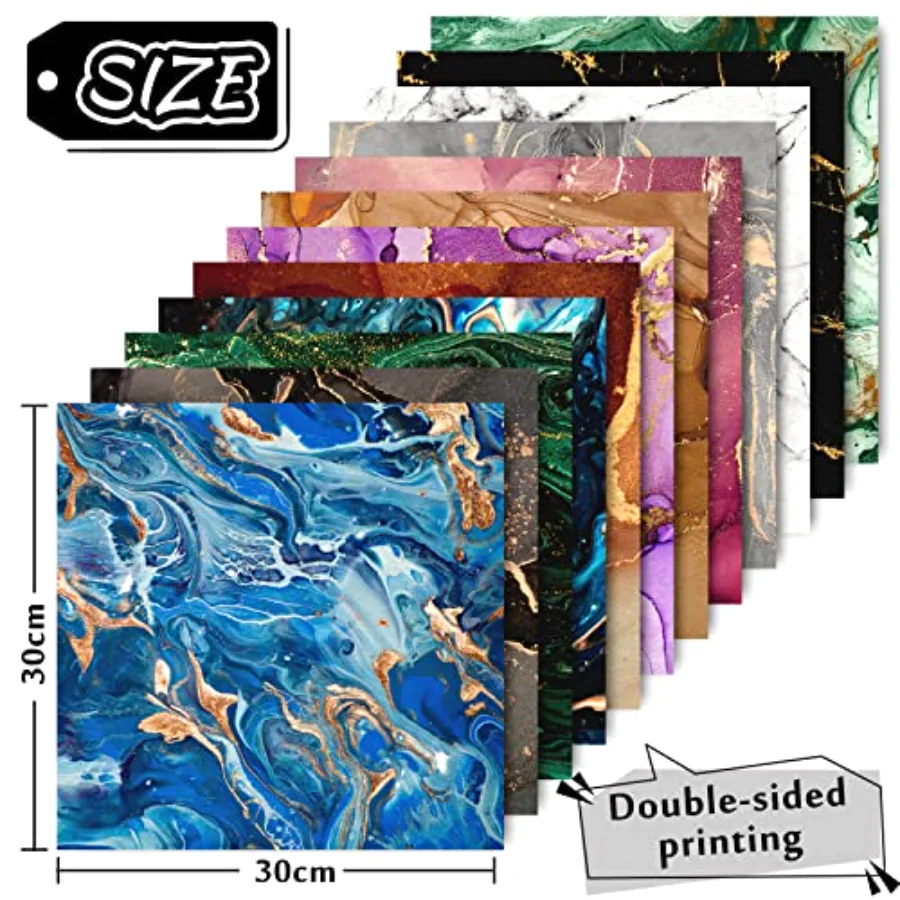 24Pcs Marble Pattern Paper Pack Colorful Marble Scrapbook Specialty Paper, view 2