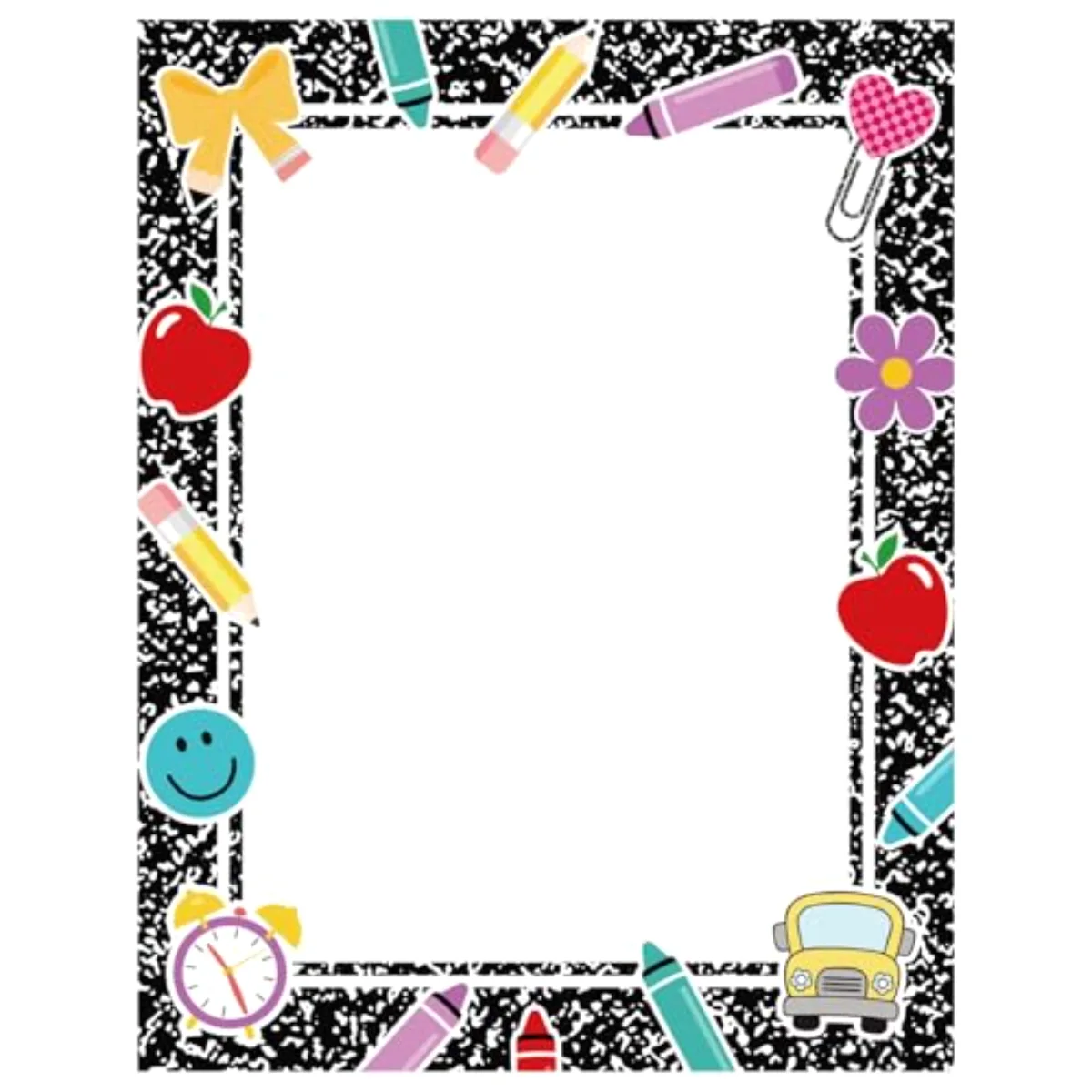 60 Sheet Back to School Stationery Paper Letterhead Black Composition Book