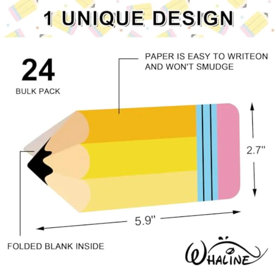 24 Pack Back to School Greeting Cards Pencil Dots Blank Note Cards with, view 2