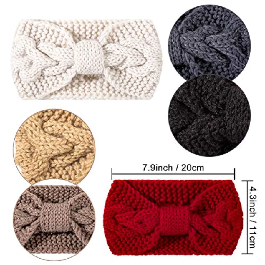 6 Pieces Knit Headbands Winter Ear Warmers, view 2