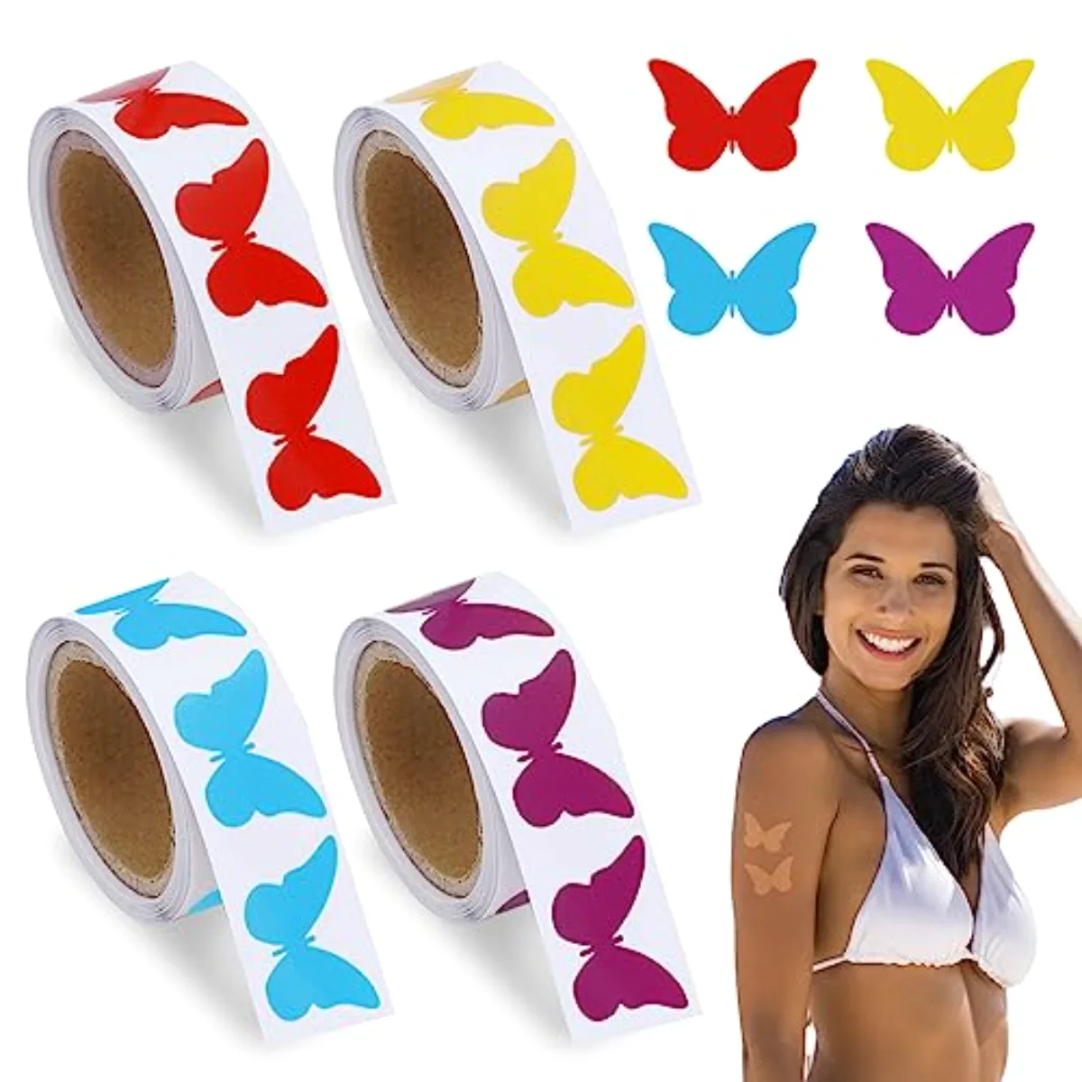 400 Pieces Butterfly Tanning Sunbathing Stickers Body Stickers for Tanning