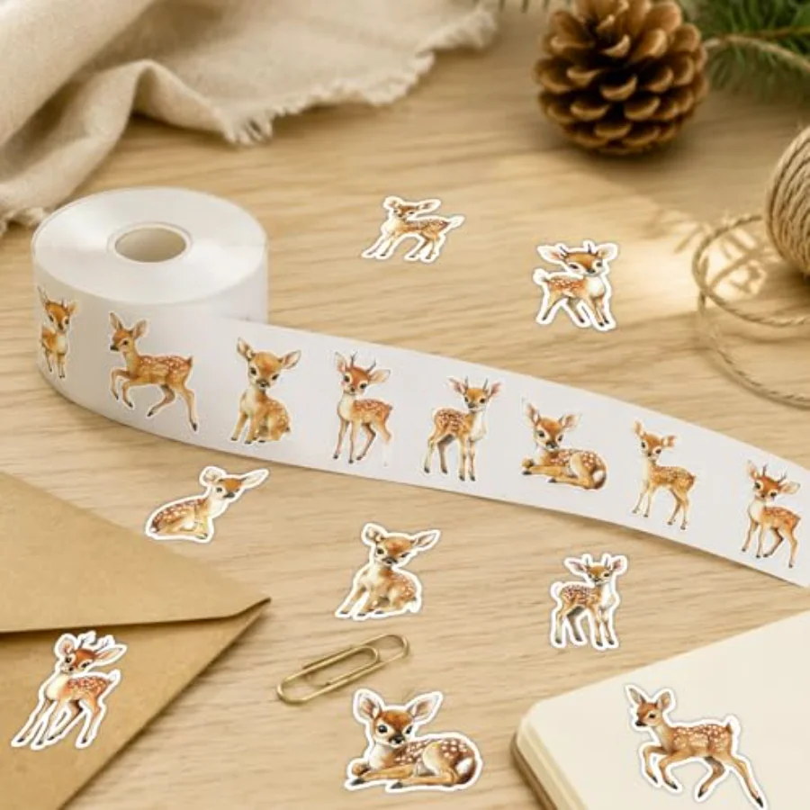 500Pcs Forest Deer Sticker Roll Watercolor Deer Stickers Woodland Animal, view 4
