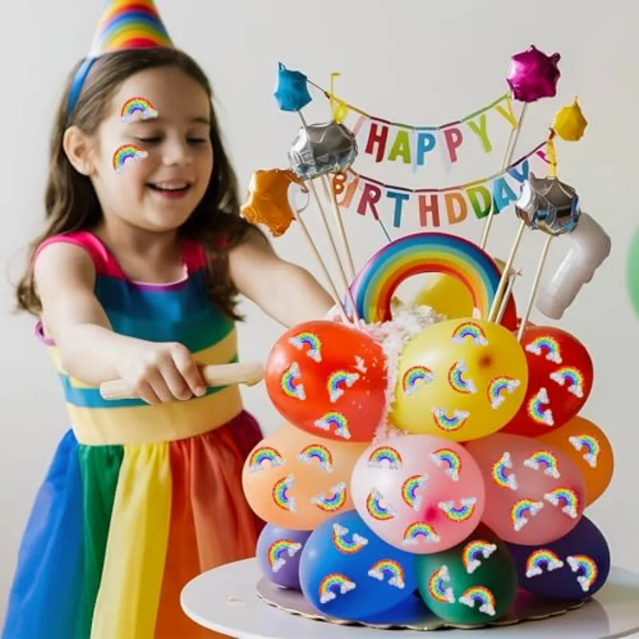 Rainbow Stickers Roll Holographic Colored Rainbow Shape Seal Stickers, view 4