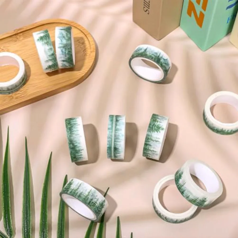 12 Rolls Forest Washi Tape Greenery Masking Tape 6 Designs Assorted Nature, view 4