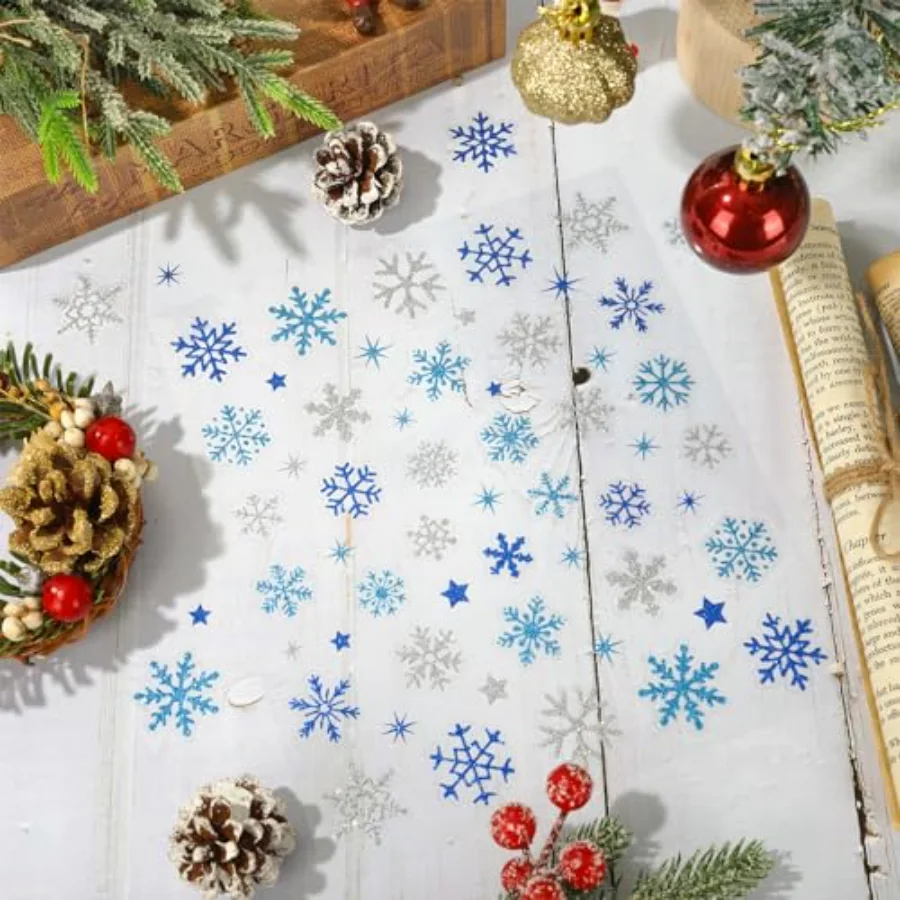 330 Pcs Winter Glitter Stickers 3 Colors Snowflake Decals Christmas Self, view 3