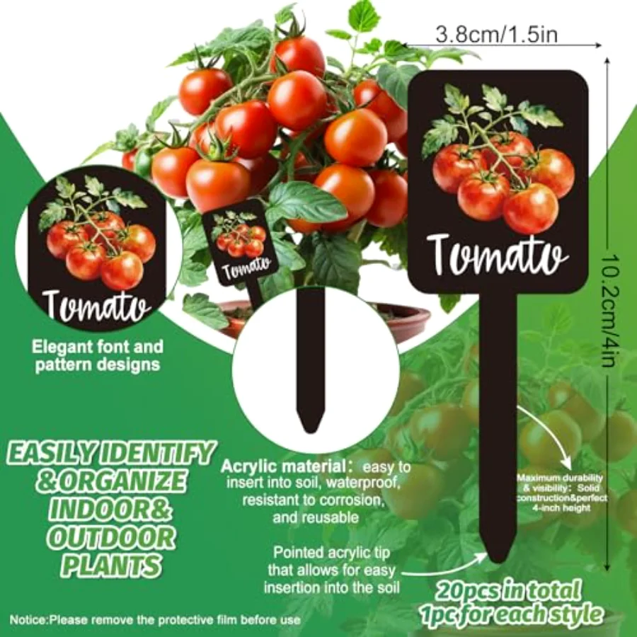 20Pcs Watercolor Vegetable Fruit Plant Label Signs, view 2