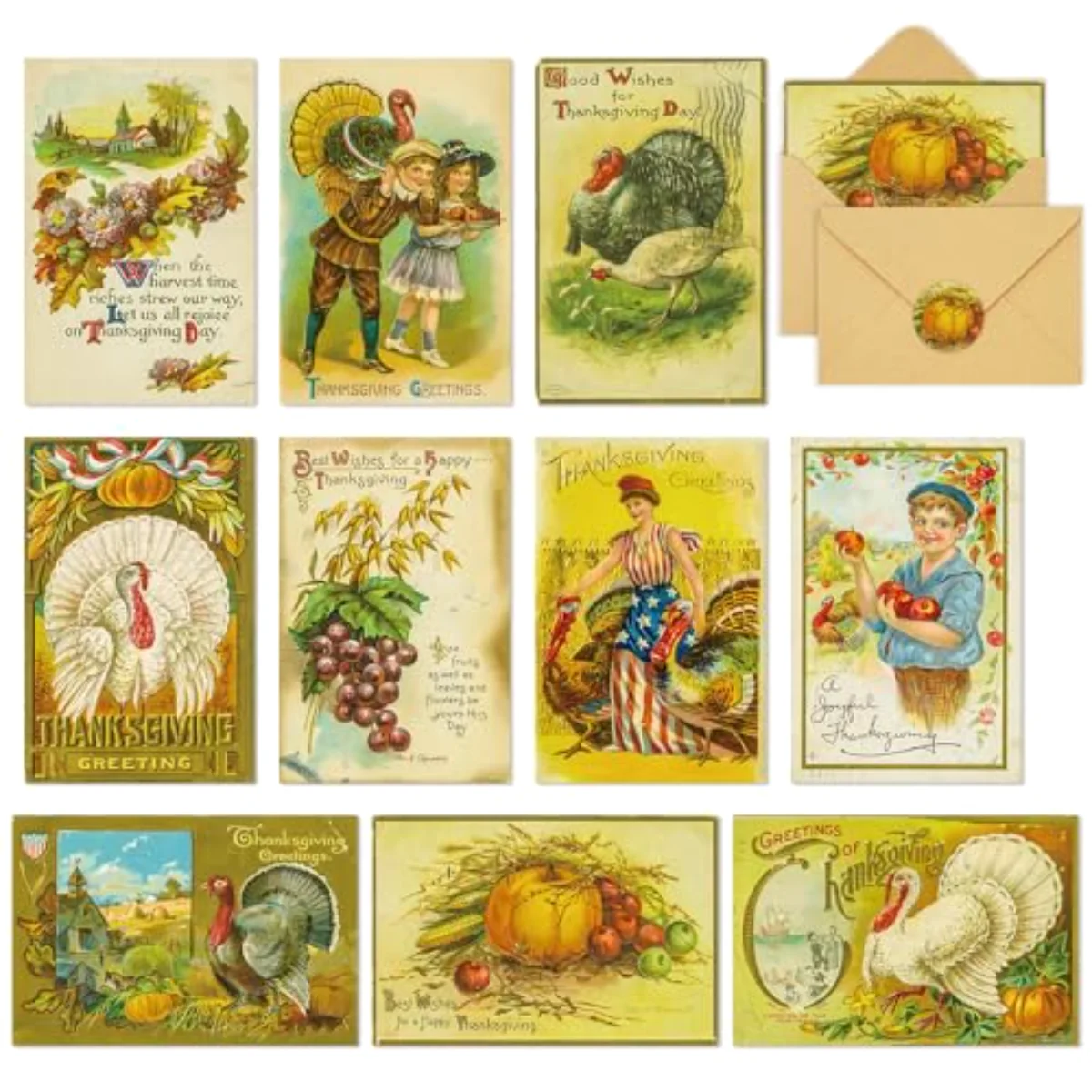 40 Pack Thanksgiving Greeting Cards Vintage Fall Blank Cards with