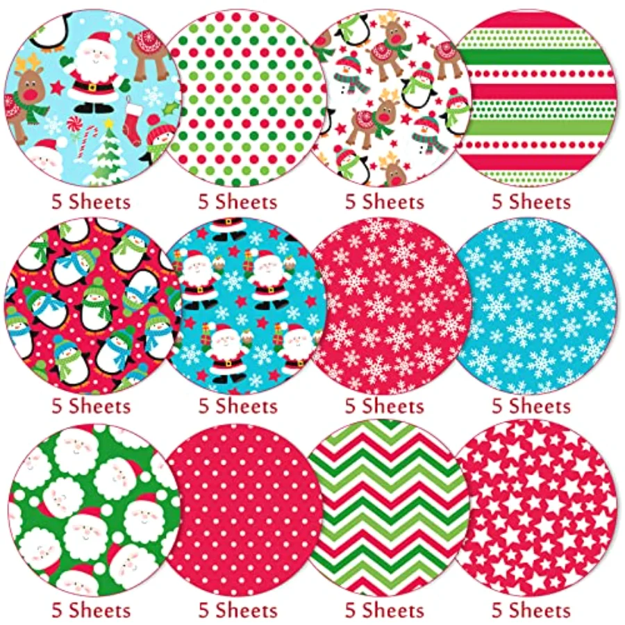 60 Sheet Christmas Pattern Paper A5 Size Santa Snowflake Snowman Reindeer, view 3