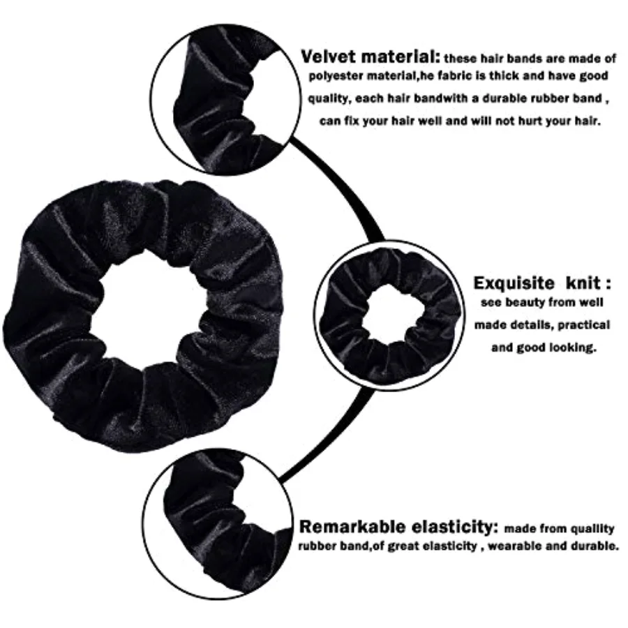 12 Pieces Velvet Hair Scrunchies, view 4