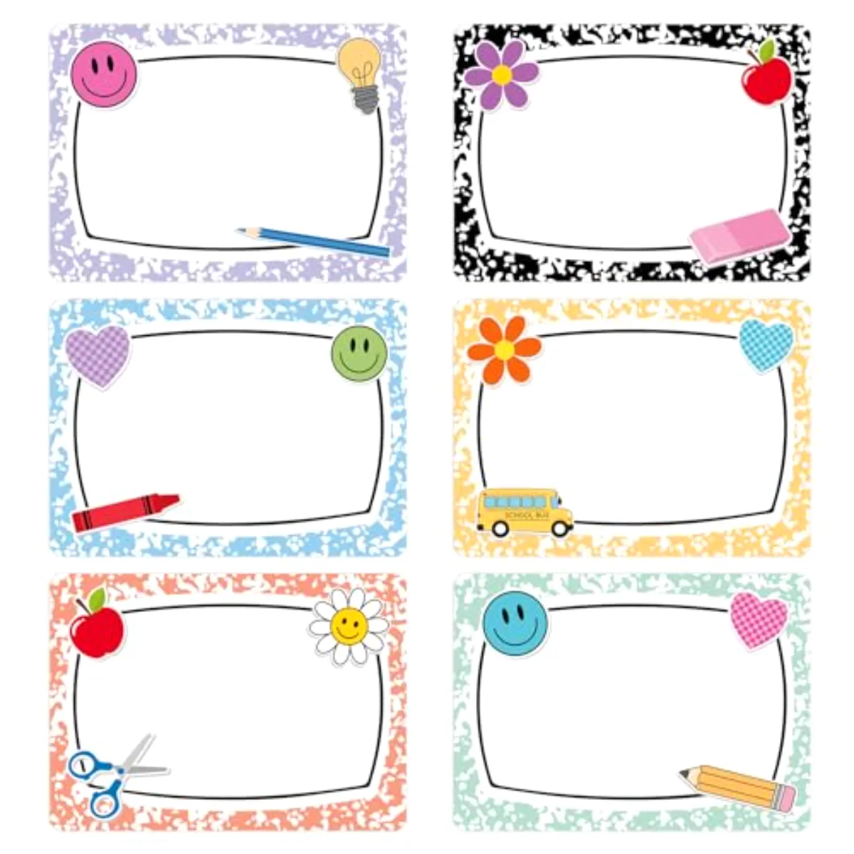 144Pcs Composition Name Tag Stickers for Classroom Back to School Name