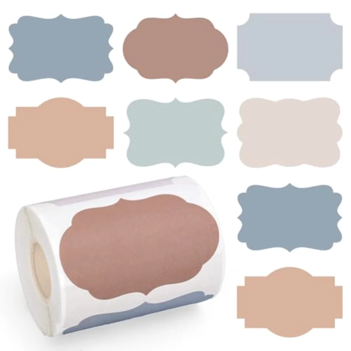282Pcs Boho Color Label Stickers Self-Adhesive Scalloped Label Decals