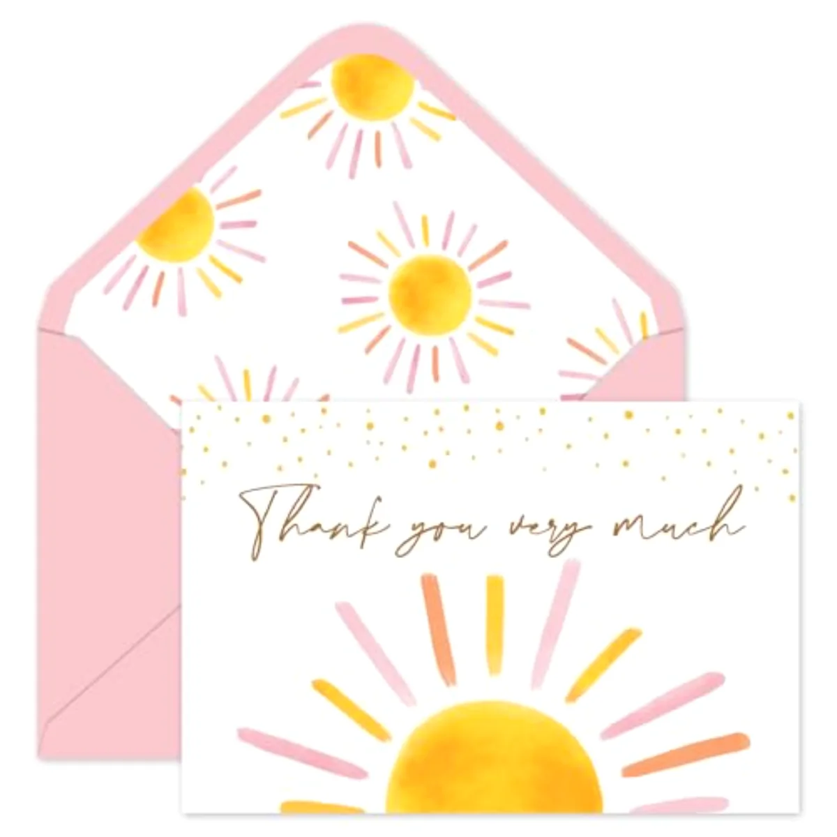 30 Packs Baby Shower Thank You Cards Greeting Card Pink Boho Sun Sunshine