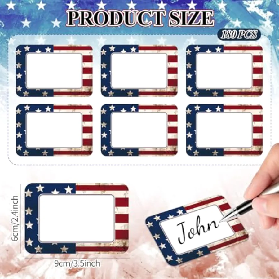 180 Pcs 250th Anniversary Patriotic Name Tag Stickers Self-Adhesive, view 2