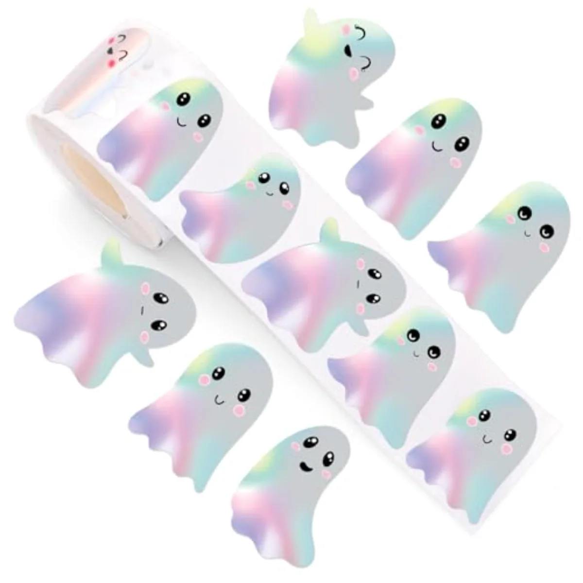 Halloween Ghost Stickers Roll Holographic Dancing Ghost Seal Stickers