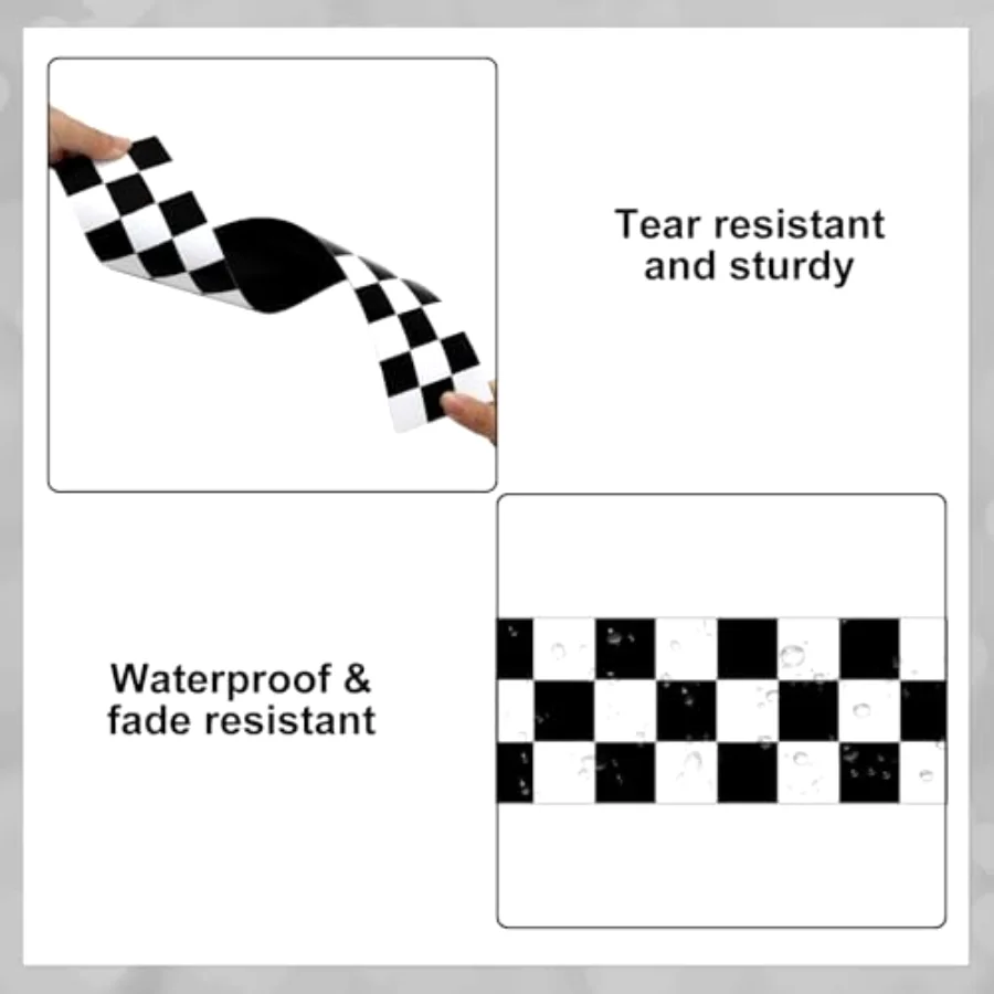 24 Pcs Plaid Magnetic Bulletin Board Border Back to School Black White, view 3