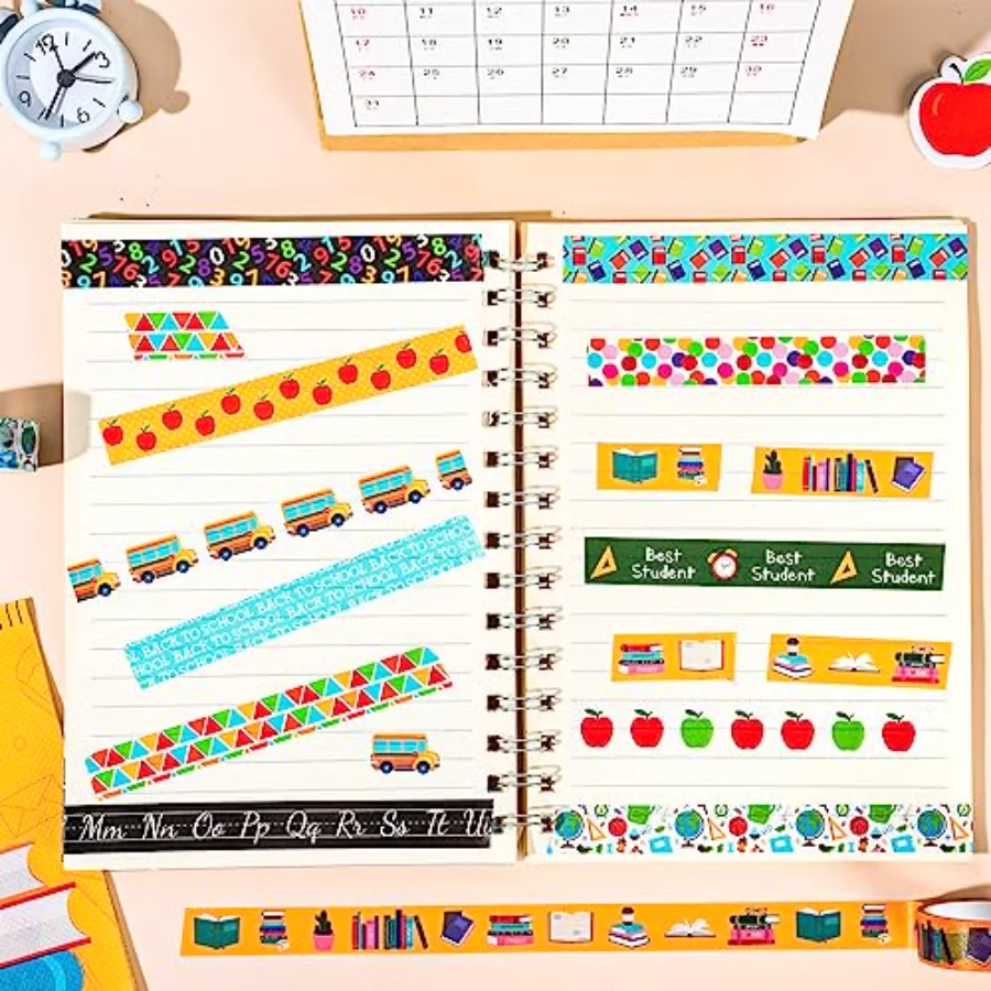12 Rolls Back to School Washi Tape First Day of School Colorful Washi, view 4