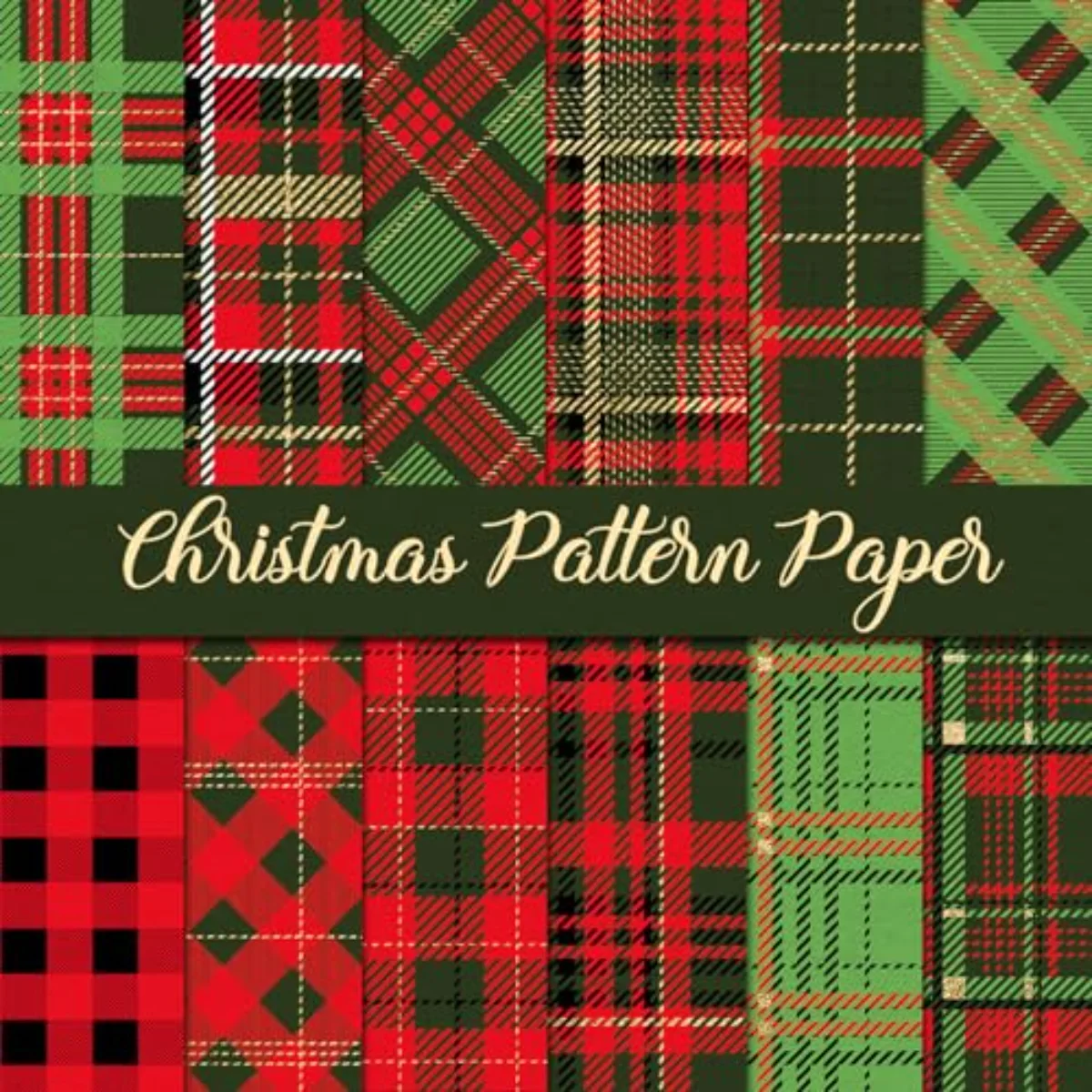 24Pcs Christmas Pattern Paper Plaid Scrapbook Specialty Paper Red Green