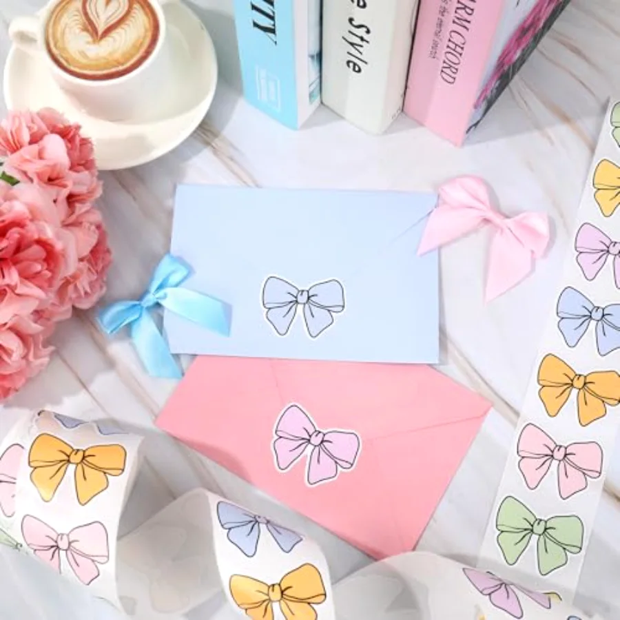 504Pcs Colorful Bow Stickers Pastel Color Coquette Bow Self-Adhesive, view 3
