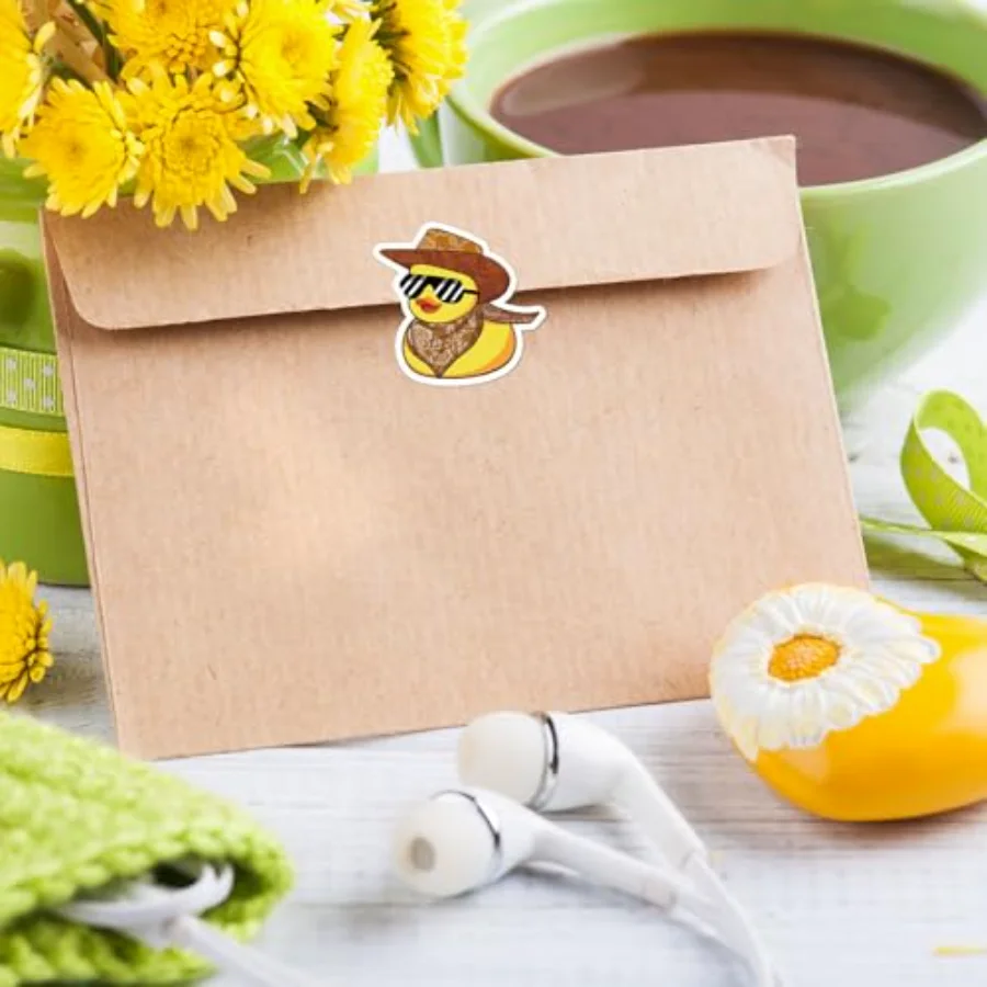 1000 Pcs Rubber Cute Yellow Duck Roll Stickers Funny Summer Duck Gift, view 4
