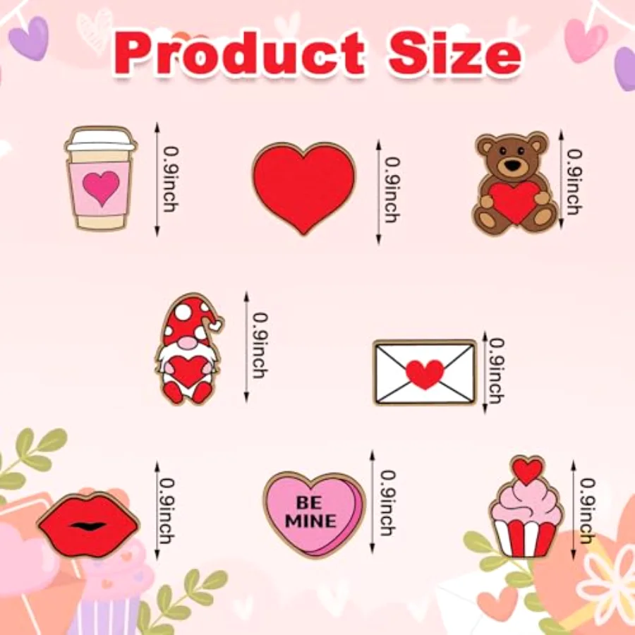 8 Pairs Valentine's Day Wooden Earring Studs Cute Conversation Heart Gnome, view 2